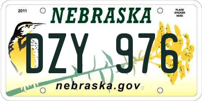 NE license plate DZY976