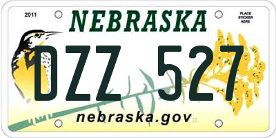 NE license plate DZZ527