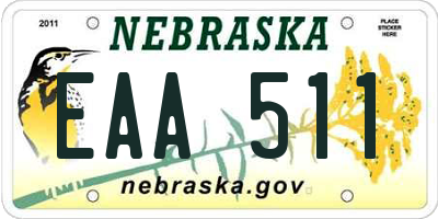 NE license plate EAA511