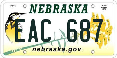 NE license plate EAC687
