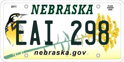 NE license plate EAI298