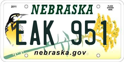 NE license plate EAK951