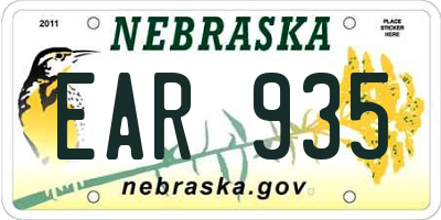 NE license plate EAR935