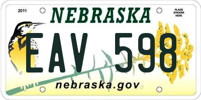 NE license plate EAV598