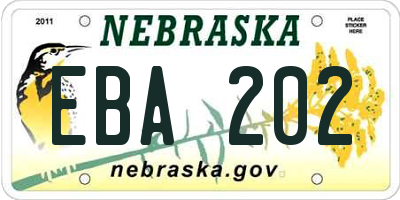 NE license plate EBA202