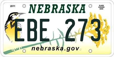 NE license plate EBE273