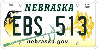 NE license plate EBS513