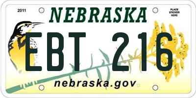 NE license plate EBT216