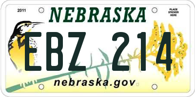 NE license plate EBZ214
