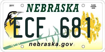 NE license plate ECF681