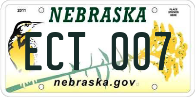 NE license plate ECT007