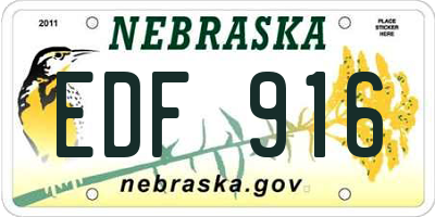 NE license plate EDF916