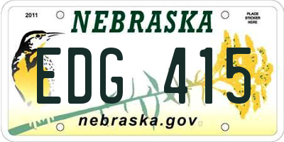 NE license plate EDG415