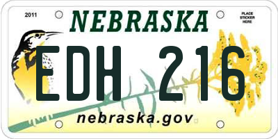 NE license plate EDH216
