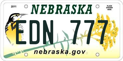 NE license plate EDN777