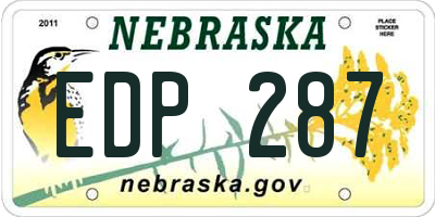 NE license plate EDP287
