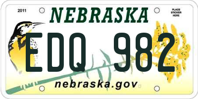NE license plate EDQ982
