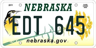 NE license plate EDT645