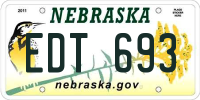 NE license plate EDT693