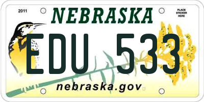 NE license plate EDU533