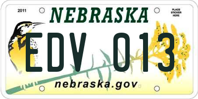 NE license plate EDV013