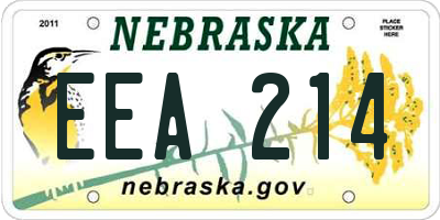 NE license plate EEA214