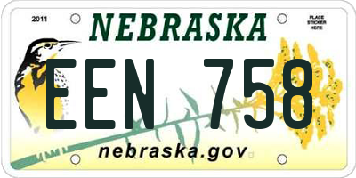 NE license plate EEN758