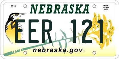 NE license plate EER121