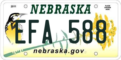 NE license plate EFA588