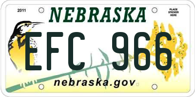NE license plate EFC966