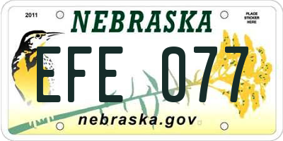 NE license plate EFE077