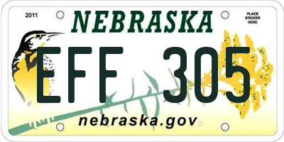 NE license plate EFF305