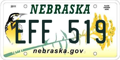 NE license plate EFF519