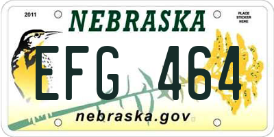 NE license plate EFG464