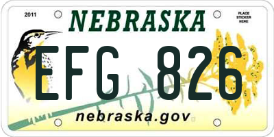 NE license plate EFG826