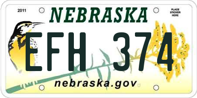 NE license plate EFH374