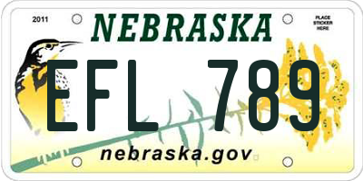 NE license plate EFL789