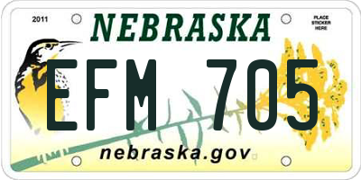 NE license plate EFM705