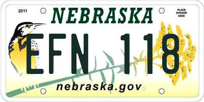 NE license plate EFN118