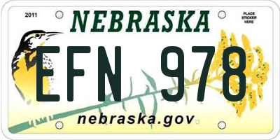 NE license plate EFN978