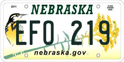 NE license plate EFO219