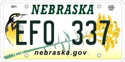 NE license plate EFO337