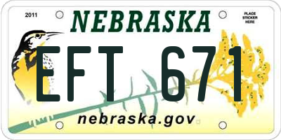 NE license plate EFT671