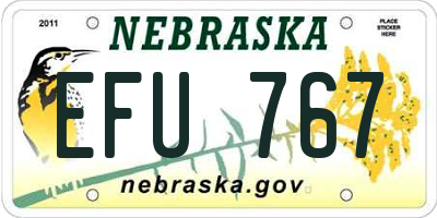 NE license plate EFU767