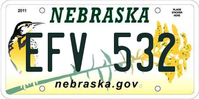 NE license plate EFV532