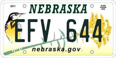 NE license plate EFV644