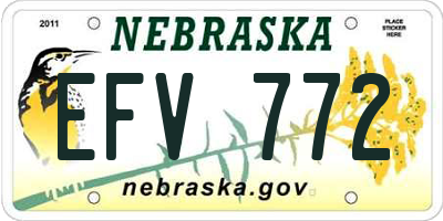 NE license plate EFV772