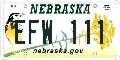 NE license plate EFW111