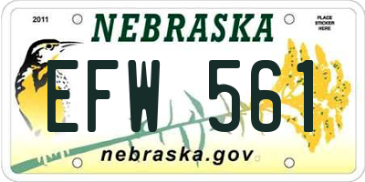 NE license plate EFW561