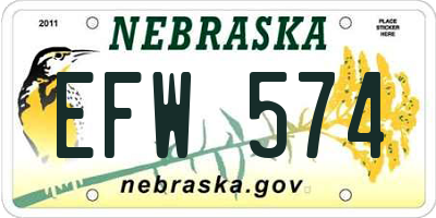 NE license plate EFW574